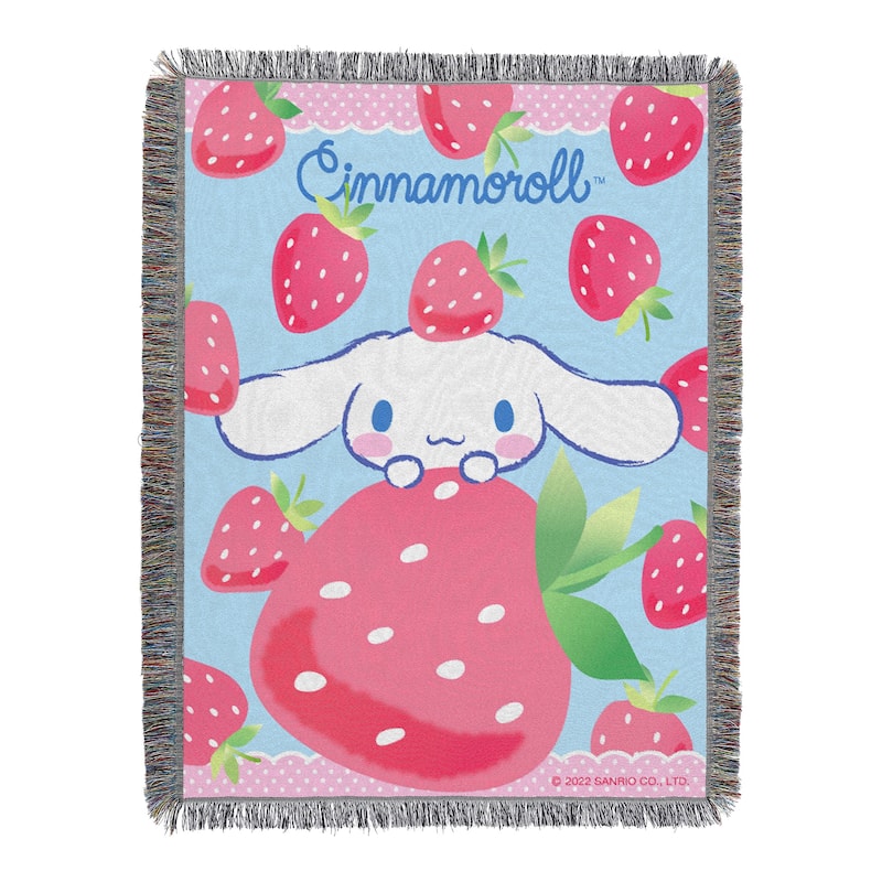 Sanrio Cinnamoroll StrawBerry Surprise Woven Tapestry Throw Blanket