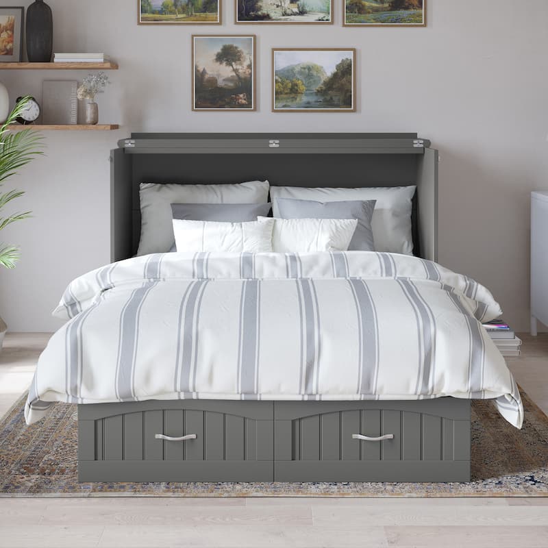 Nantucket Murphy Bed Chest with Mattress and Built-in Charging Station
