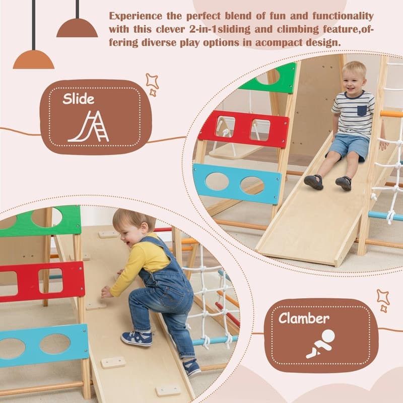 2-in-1 Slide & Climb Set: 9-in-1 Outdoor Playset for Motor Skills Development, Fun & Safe Play