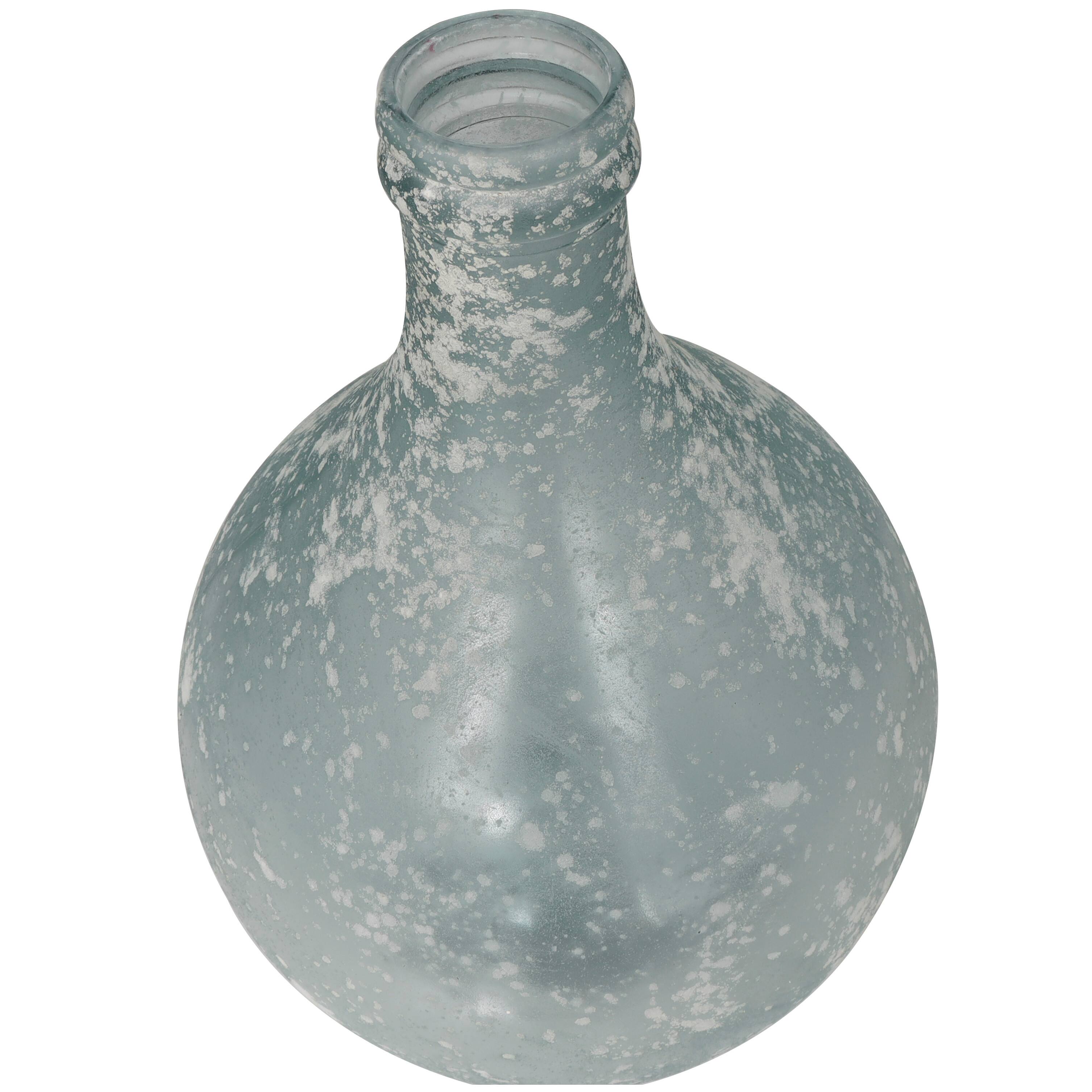 Clear Recycled Glass Handmade Round Frosted Spanish Bottle Decorative Vase On Sale Bed Bath