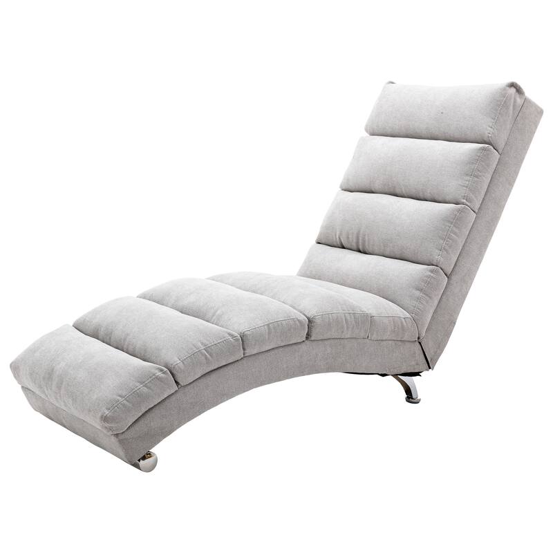 Light Grey 21.65" High Back Upholstered Chaise Lounge Chair with Massage