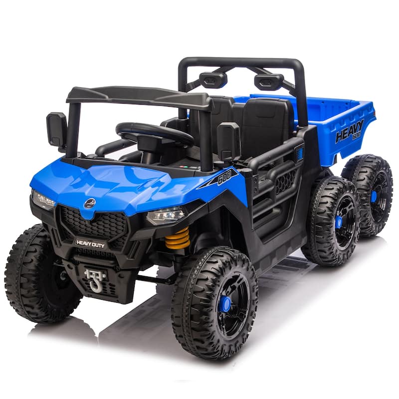 Kids Ride-On Truck with Remote Control, Blue Children's Electric Dump Truck Electric Car with LED Lights