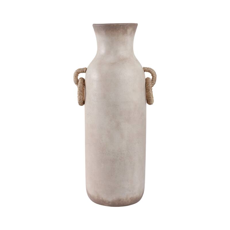Pottery Jute Decorative Vase Rustic Wrapped Handles Clay Design