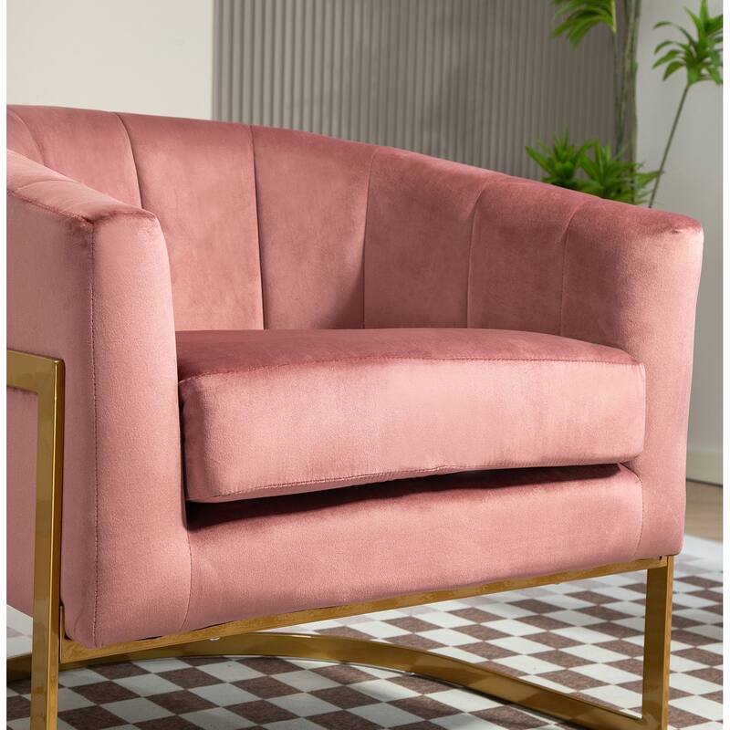 Modern Velvet Gold Accent Armchair