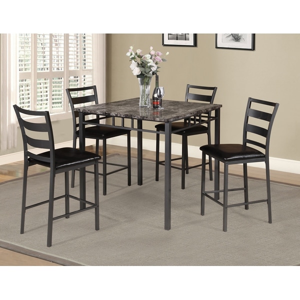 5 piece grey hot sale faux marble pub set