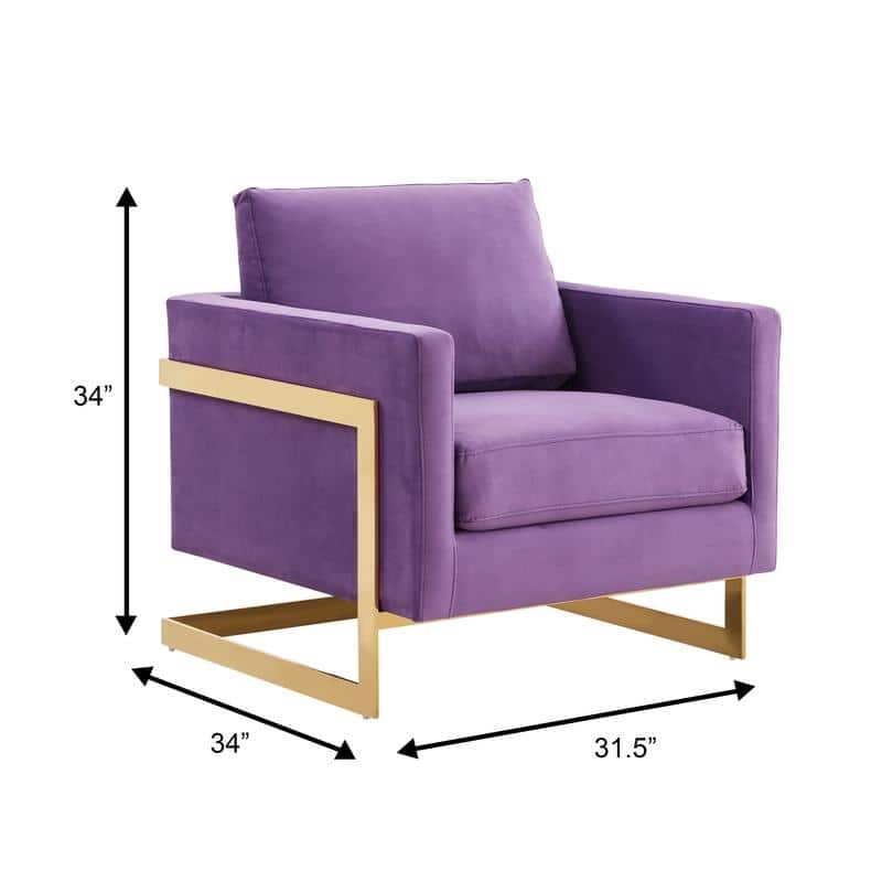 Lincoln Modern Velvet Upholstered Accent Designer Lounge Chair with Gold Frame for Living Room, Bedroom and Home Office - 34"