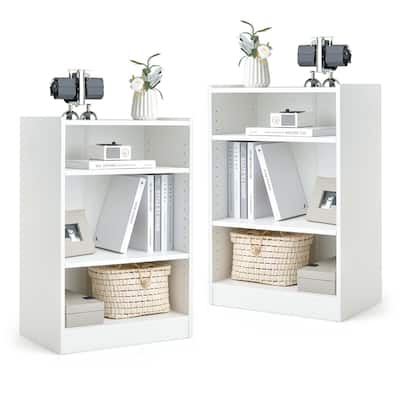 2PCS 3-Tier Bookcase Multipurpose Display Rack w/ Adjustable Shelves