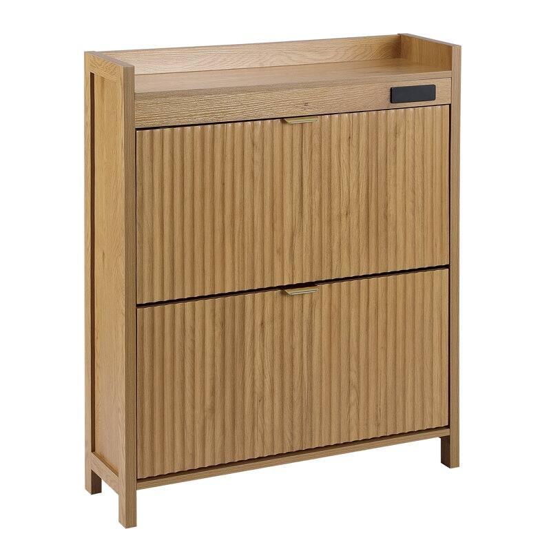 Acroma Shoe Storage Cabinet with 2 Flip Drawers Wood - 2-Tier