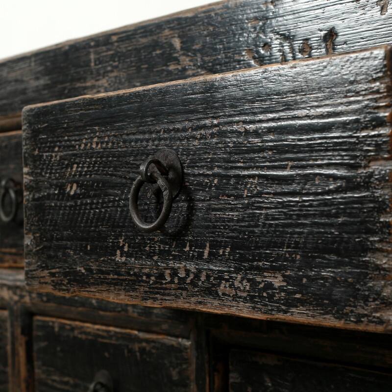 Capri 7 Drawers Sideboard Distressed Black 60x17x35H