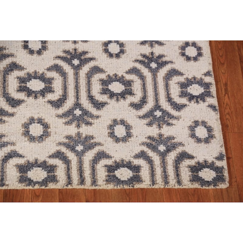 All-Over Geometric Moroccan Oriental Rug Hand-Knotted Wool Carpet - 4'1" x 7'11"