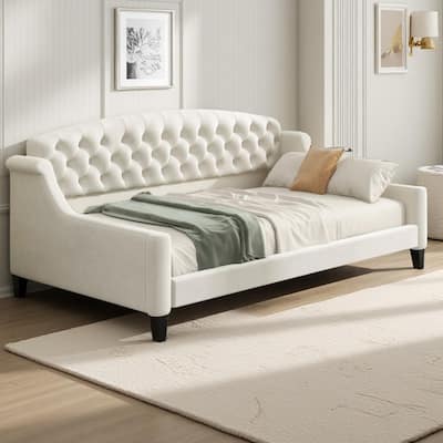 Elegant Velvet Tufted Daybed with Arched Backrest by Harper&Bright Designs