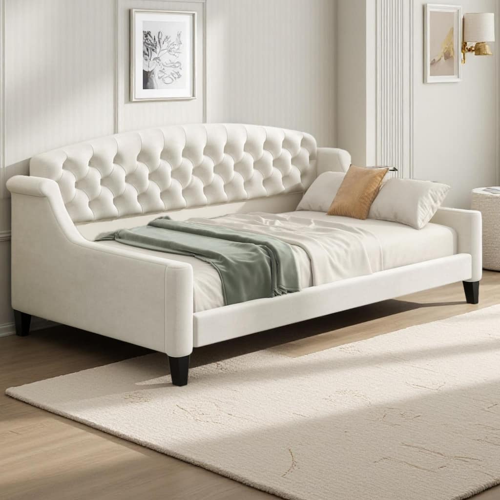 Elegant Velvet Tufted Daybed with Arched Backrest by Harper&Bright Designs