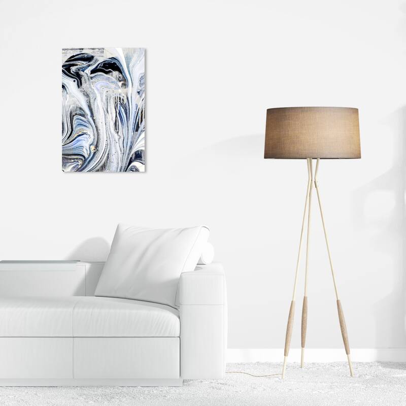 Wynwood Studio Canvas Abstract Centurion Blue Black and Modern & Contemporary Wall Art Canvas Print - 24 x 16