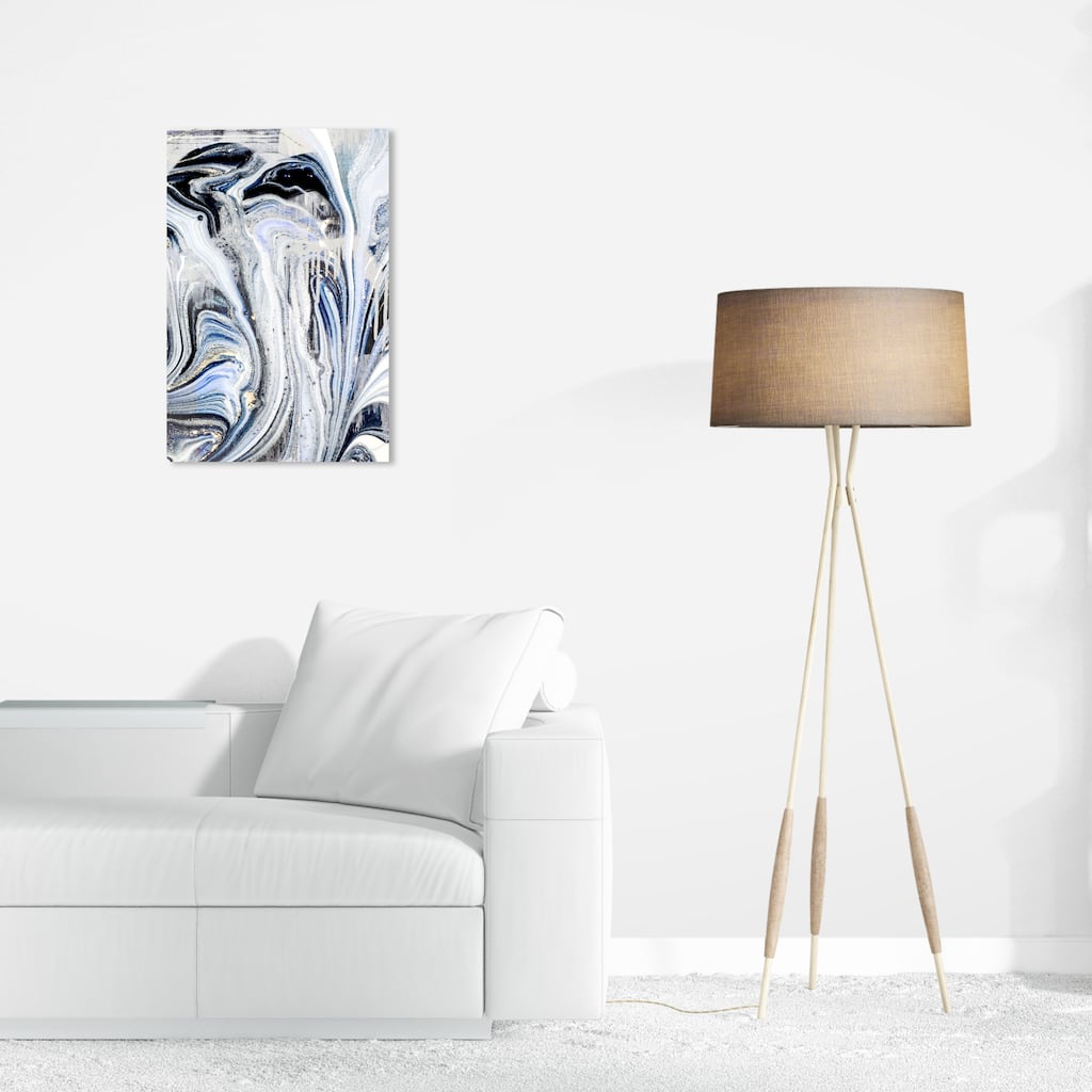 Wynwood Studio Canvas Abstract Centurion Blue Black and Modern & Contemporary Wall Art Canvas Print