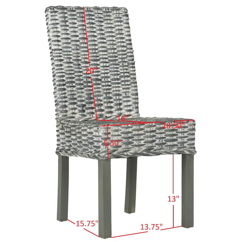 SAFAVIEH Carlyn Dining Grey Washed Wicker Dining Chair (Set of 2) - 18.5" x 23.5" x 37.5" - 19Wx24Dx38H