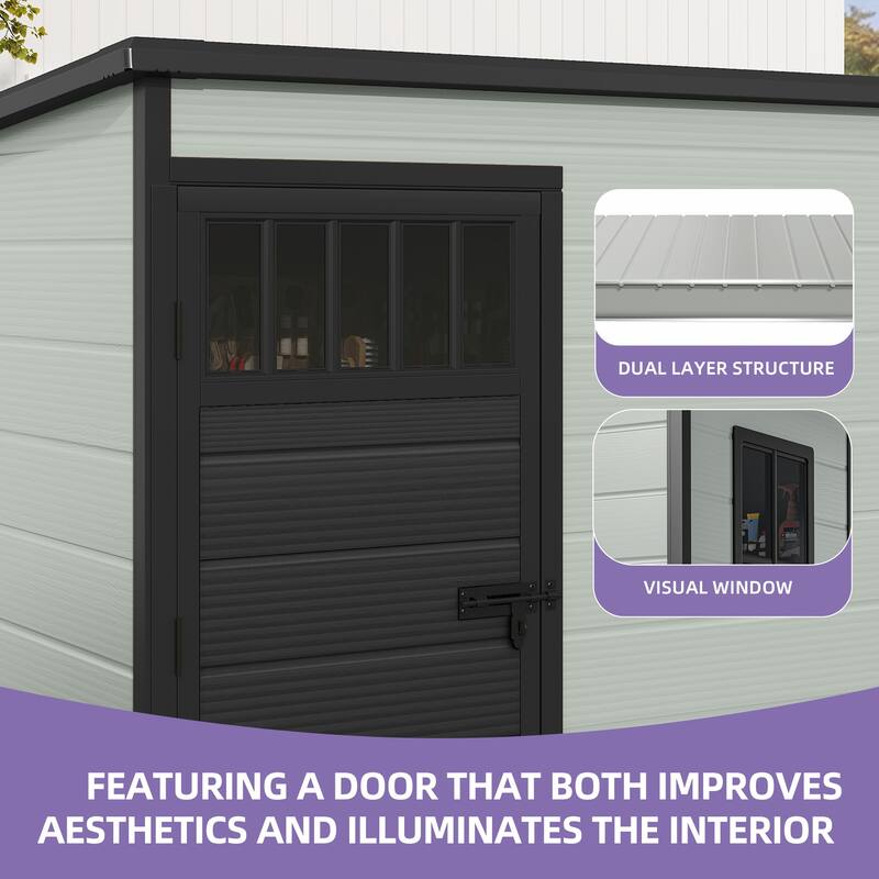 6x4.4 FT/5x3 FT Resin Storage Shed with Fence-Style and Side Windows