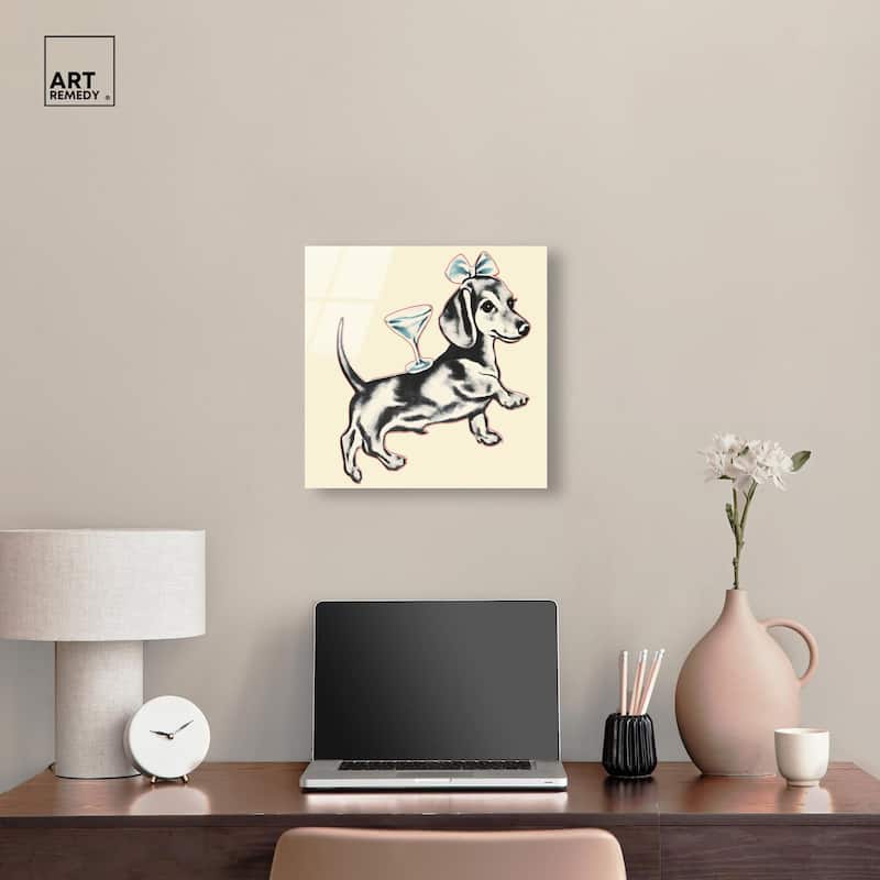 Martini Pup II Acrylic by Art Remedy, Ready to Hang