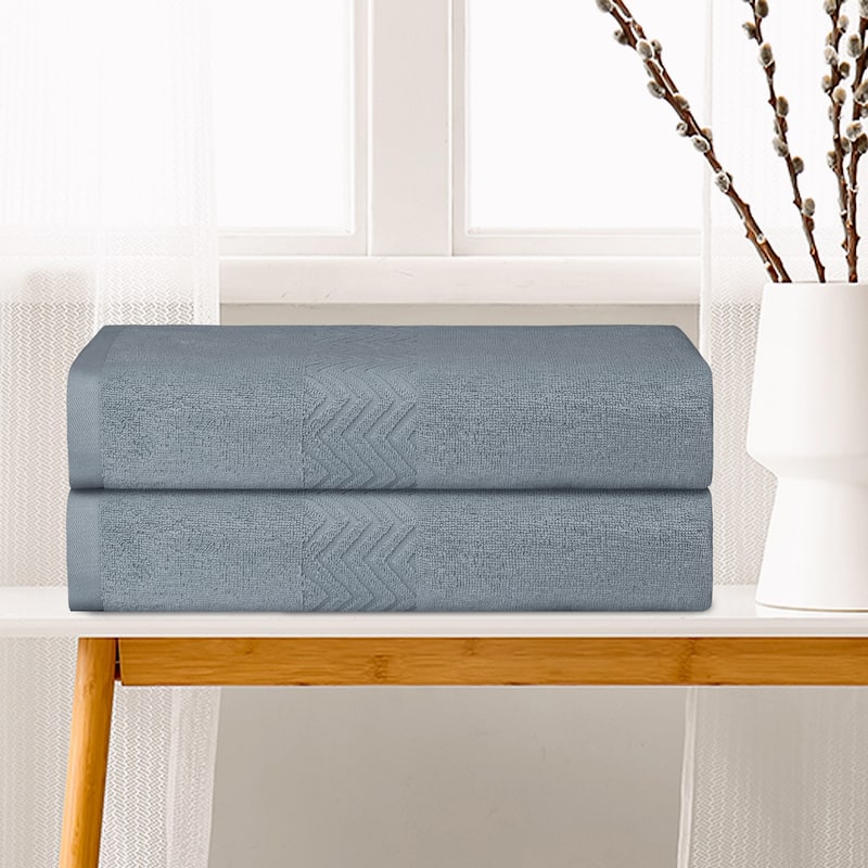 2 Pack Textured Comfort Bath Towels, Absorbent and Quick Dry, Large Plush Towels for Bathroom 28" x 56"