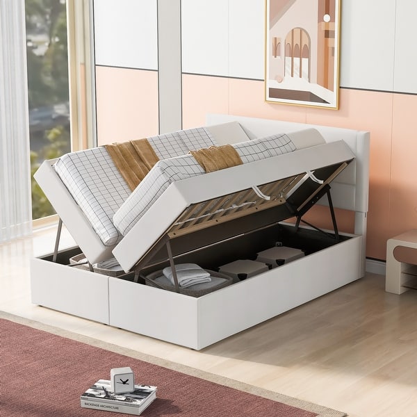 platform bed with slats storage underneath