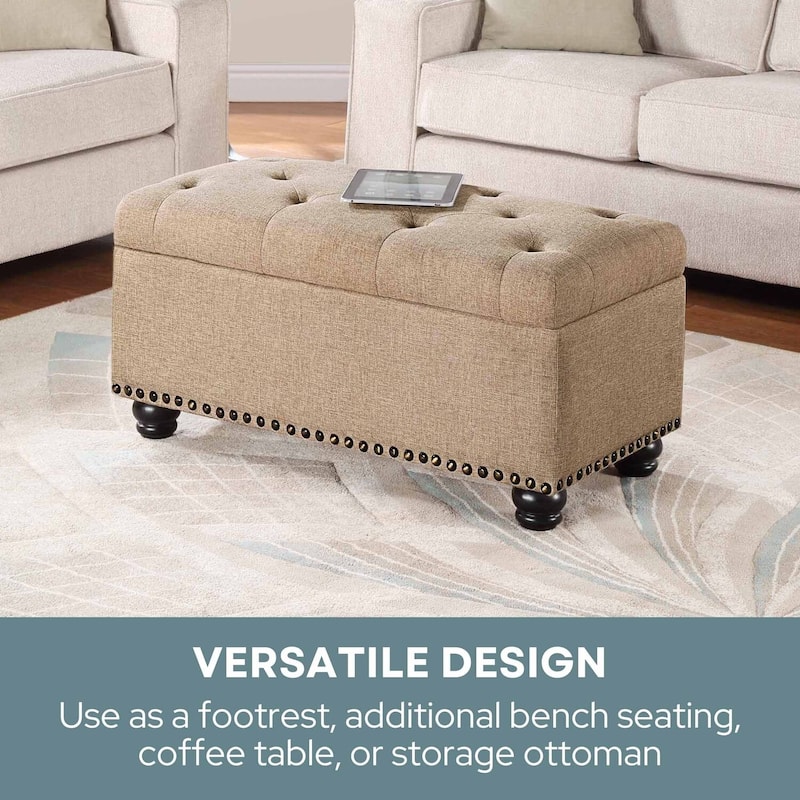 Storage Ottoman - Multi-Purpose Upholstered Bench with Hidden Storage, Perfect Accent for Any Home Space