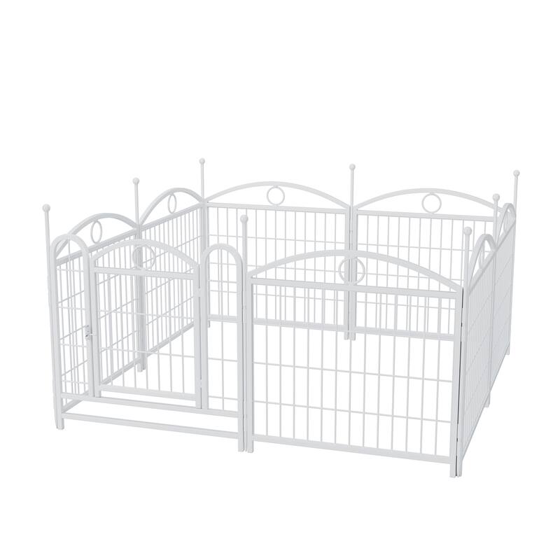 Dog Playpen 24 inch 8 Panels Metal Dog Pen Pet Dog Fence with Doors, Heavy Duty Dog Fence Puppy Pen Foldable Pet Exercise Pen