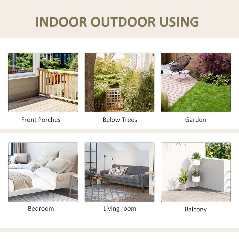 Outsunny Outdoor Hanging Hammock Porch Swing Chair with Cotton Rope Netting, Steel Frame, & Built-In Armrests