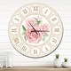 preview thumbnail 9 of 7, Designart 'Hand drawn Pink Roses Shabby Chic Vintage' Oversized Contemporary Wall CLock 29 in. wide x 29 in. high