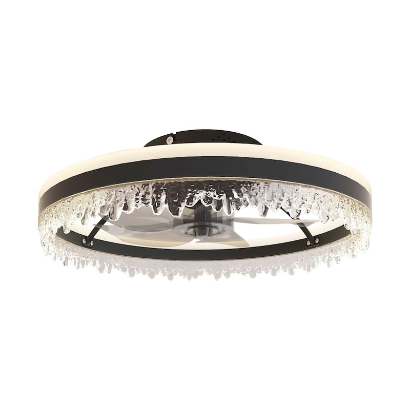 20" Black Smart Ceiling Fan Light with Silent Function
