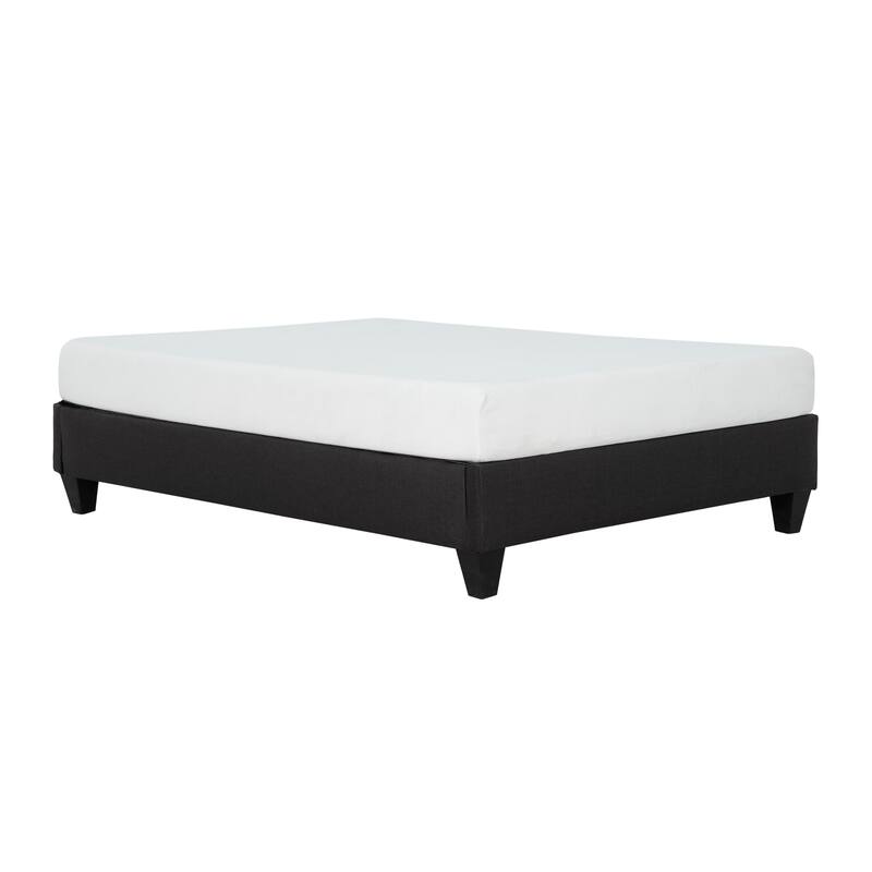 Modern Bedroom Upholstered Twin XL-Size Platform Bed Base, Wooden Mattress Foundation Bed Frame, Dark Grey
