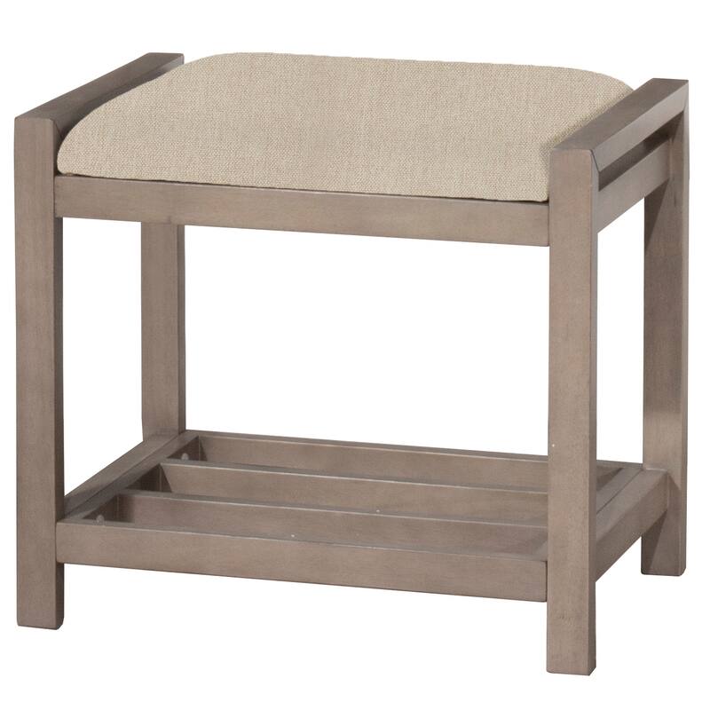 Hillsdale Amelia Backless Wood Vanity Stool, Antique Gray - Antique Gray - 21" x 14.5" x 18.5"