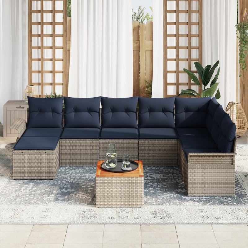 vidaXL 9 Piece Garden Sofa Set with Cushions - 117.1×73.8×27.2