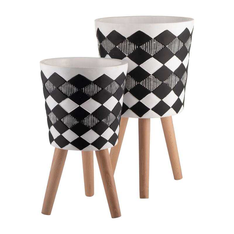 Sagebrook Home Elegant Magnesia and Beech Wood Planters - Perfect Home & Garden Accent