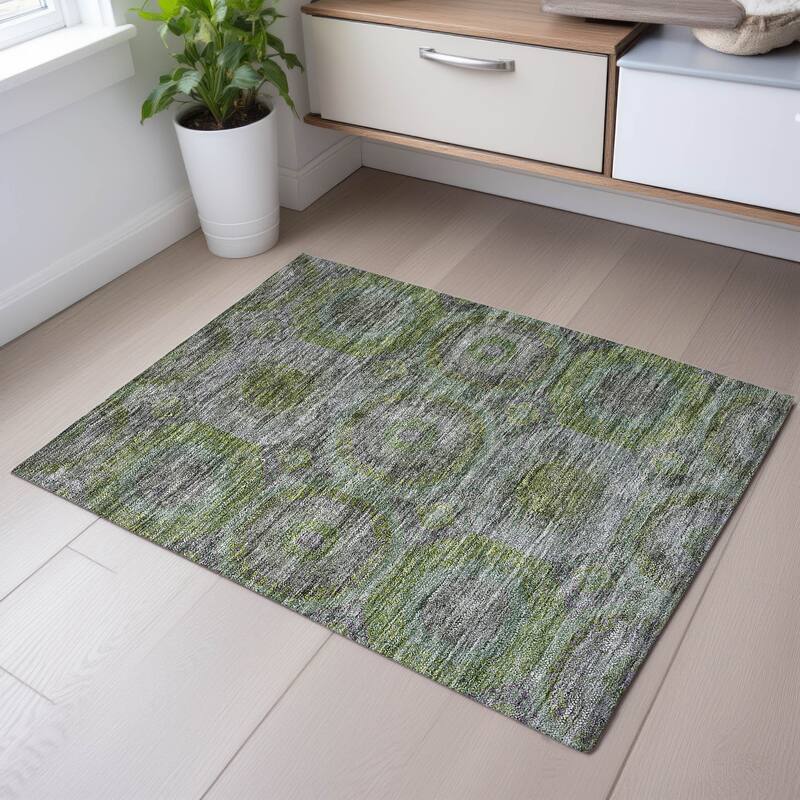 Premium Washable Super Soft Vintage Mamluk Mayfield Rug - Olive - 1'8" x 2'6"