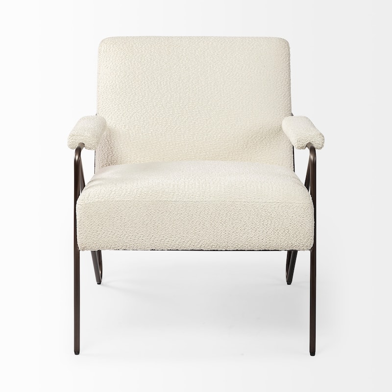 Vicunya Cream Fabric w/Gun Metal Gray Metal Frame Accent Chair - 27.2L x 30.7W x 30.7H