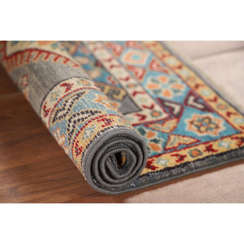 Gray Kazak Accent Rug Handmade Wool Carpet - 1'10" x 2'9"
