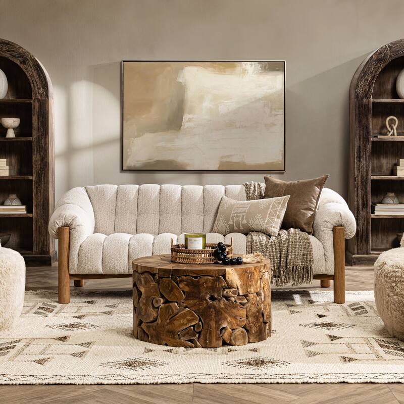 Classic Home Sansa Upholstered Fabric Sofa - Cream