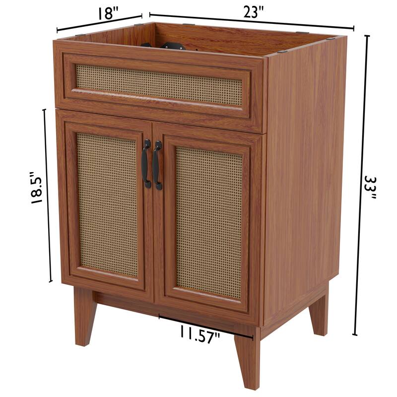 Ancillary Rattan Modern Farmhouse 2-Shelf Bath Vanity Cabinet Only (Sink Basin not Included), by JONATHAN Y