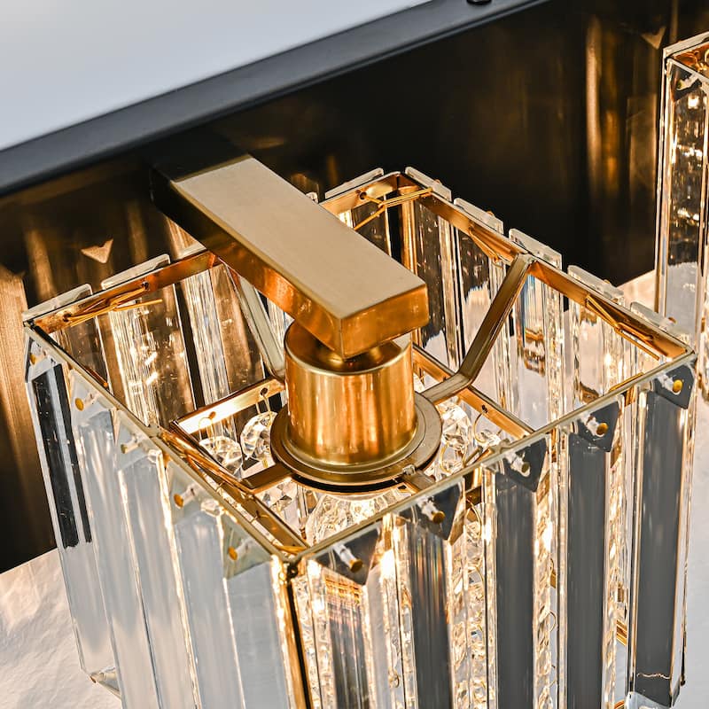 Modern Dimmable Black Gold Crystal Bathroom Lighting Fixture