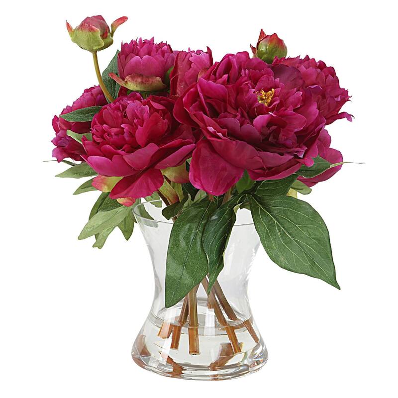 Uttermost 60195 Prima Peony 12-1/2", Artificial Plant Glass Vase