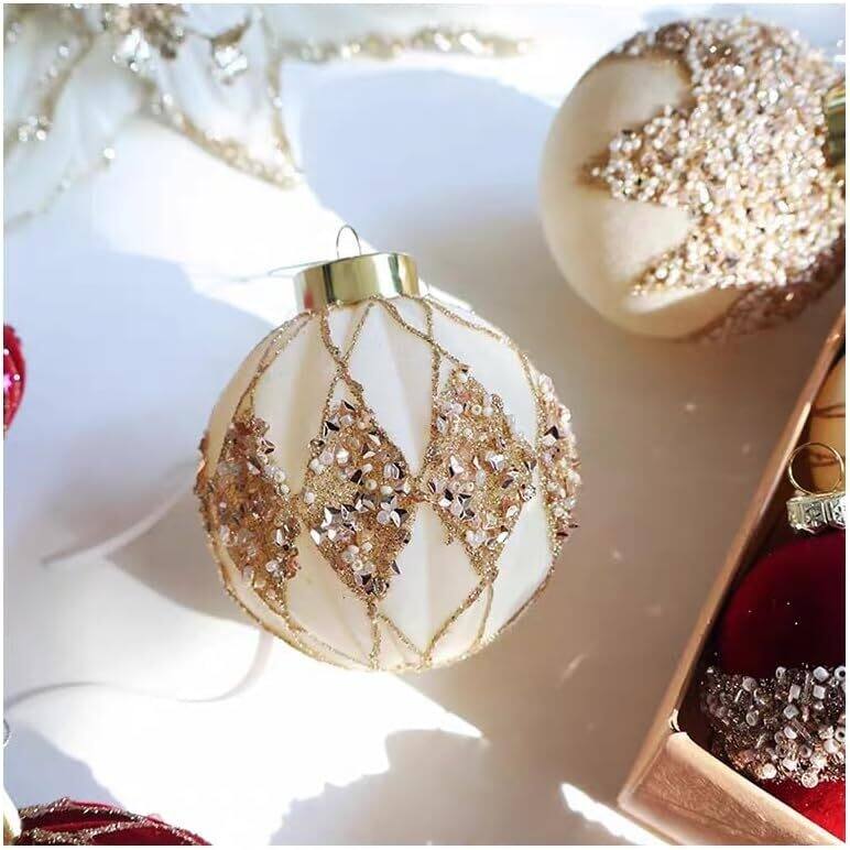 12PCS Mini Shatterproof Flocked Christmas Ball Ornaments for Holiday, Wedding - N/A