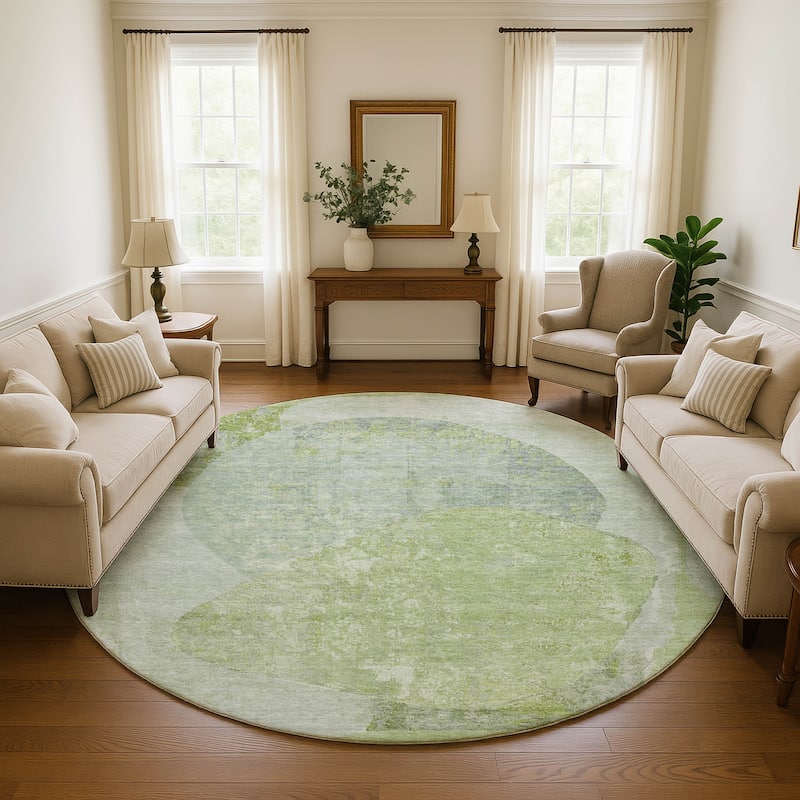 Premium Washable Super Soft Abstract Modern Mayfield Rug - Aloe - 8' x 8'