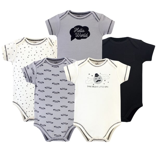 slide 1 of 1, Touched by Nature Baby Boy Organic Cotton Bodysuits 5pk, Mr. Moon 6-9 Months - Mr. Moon