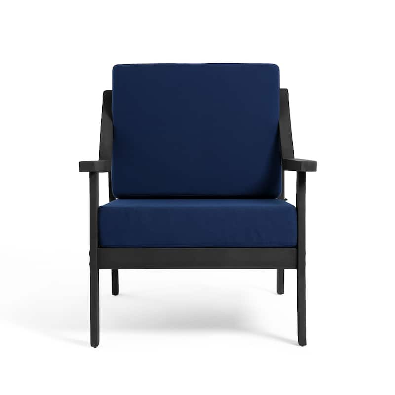 Set of 2 Outdoor Teak Wood Patio Chair with Cushion