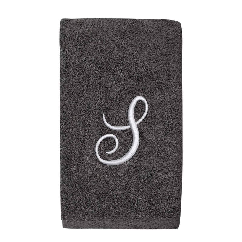 Avanti Linens Granite/Silver Script Monogram Hand Towel Letter S - Hand Towel