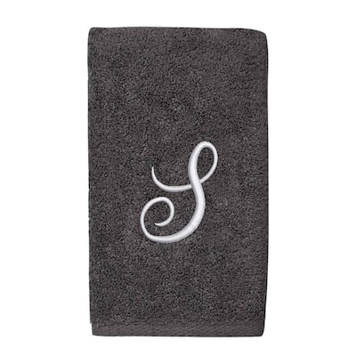 Avanti Linens Granite/Silver Script Monogram Hand Towel Letter S - Hand Towel