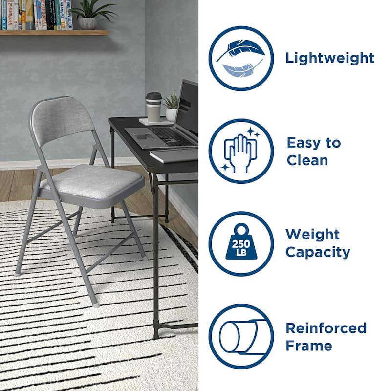 COSCO SmartFold Fabric Folding Chair, 4-Pack