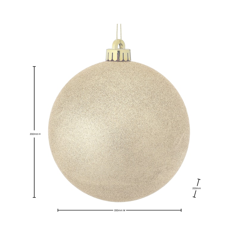 200mm Shatterproof Plastic Glitter Ball Set of 2