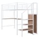 preview thumbnail 14 of 16, Sleek Twin Metal Loft Bed with Desk, Storage Ladder & Wardrobe - Modern Design