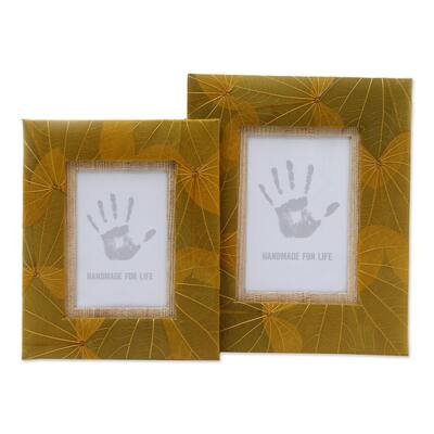 Novica Handmade Autumn Spirit In Yellow Natural Fiber Photo Frames (Pair)