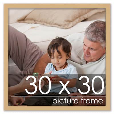 30x30 Traditional Natural Wood Picture Square Frame - Picture Frame Includes UV Acrylic, Foam Board Backing, & Hanging Hardware!